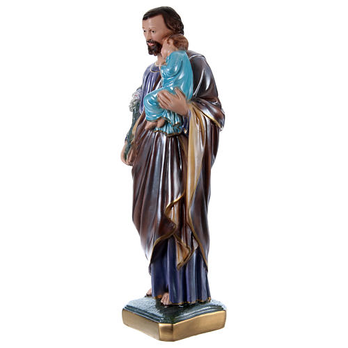 Saint Joseph Holding Child Statue, 50 cm in plaster with mother of pearl 3
