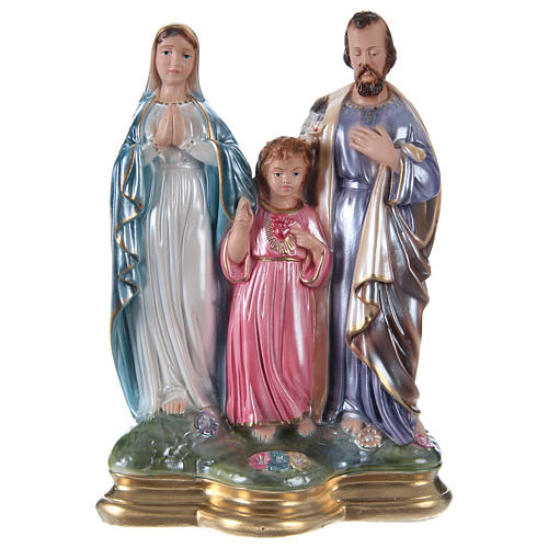 Statua gesso madreperlato Sacra Famiglia 30 cm 1