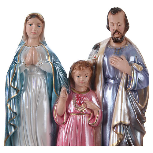 Statua gesso madreperlato Sacra Famiglia 30 cm 2