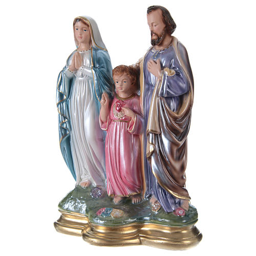 Statua gesso madreperlato Sacra Famiglia 30 cm 3