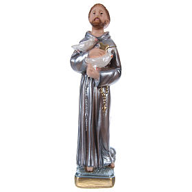 St Francis 20 cm in mother-of-pearl plaster