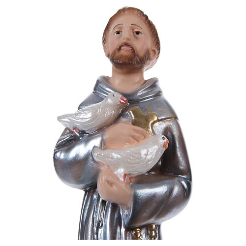 Saint Francis 20 cm Statue, in plaster with mother of pearl 2