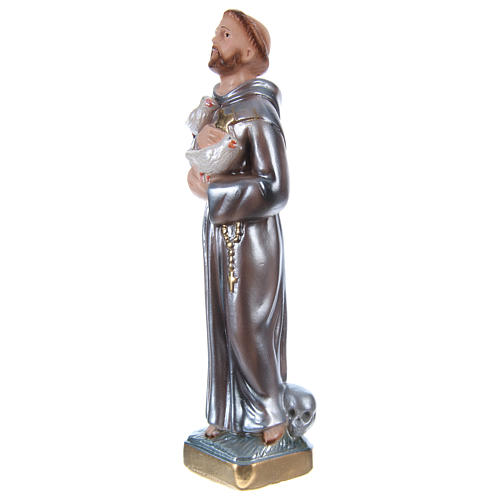 Saint Francis 20 cm Statue, in plaster with mother of pearl 3