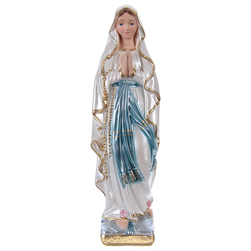 Our Lady of Lourdes Statue, 20 cm in plaster with mother of pearl 1