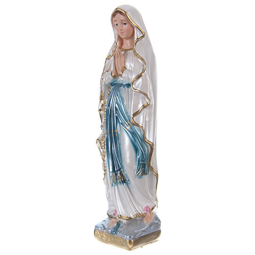 Our Lady of Lourdes Statue, 20 cm in plaster with mother of pearl 3