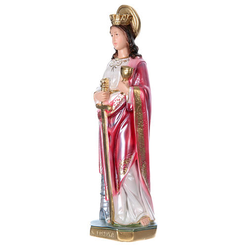 Heilige Barbara mit Schwert 35cm perlmuttartigen Gips 3