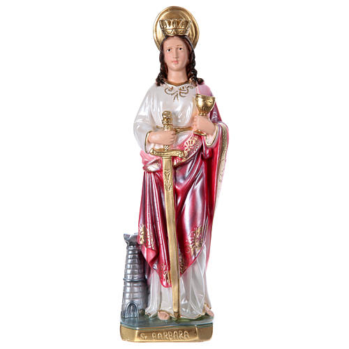 St Barbara 35 cm in mother-of-pearl plaster 1