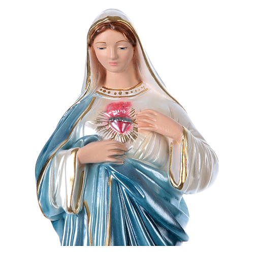 Sacred Heart of Mary 40 cm in mother-of-pearl plaster 2