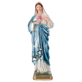 Sacred Heart of Mary Statue, 40 cm in plaster with mother of pearl