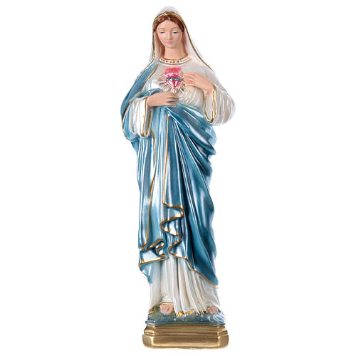 Sacred Heart of Mary Statue, 40 cm in plaster with mother of pearl 1