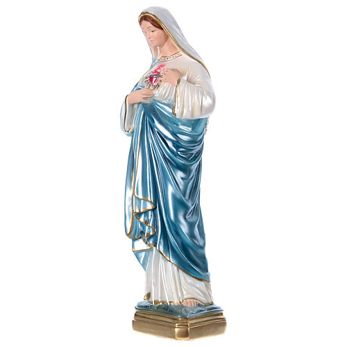 Sacred Heart of Mary Statue, 40 cm in plaster with mother of pearl 3