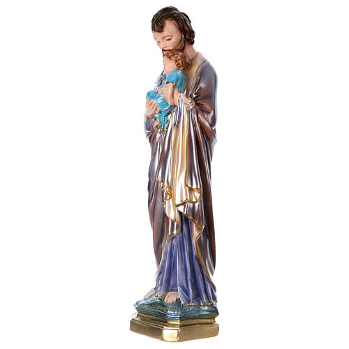 Heiliger Josef mit Kind 40cm perlmuttartigen Gips 3