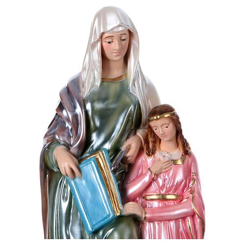 Heilige Anna mit Maria 40cm perlmuttartigen Gips 2