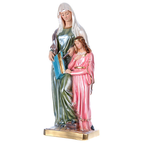 Heilige Anna mit Maria 40cm perlmuttartigen Gips 3