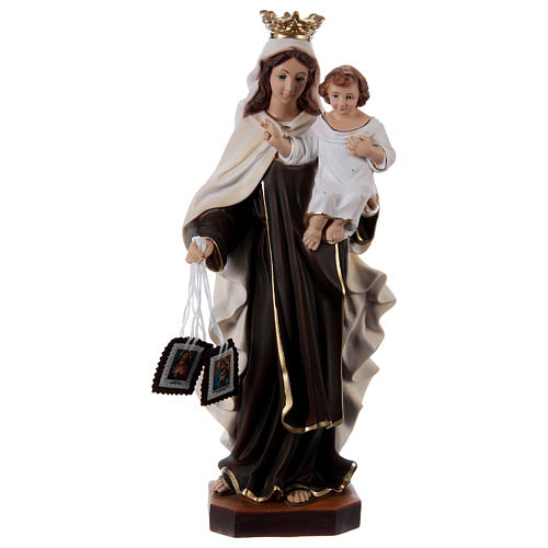 Circa 20 cm Ferrari & Arrighetti Statua Madonna del Carmine in Gesso madreperlato Dipinta a Mano 