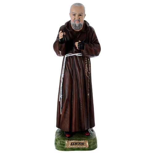 São Padre Pio Imagem Pintada Resina e Gesso 95 cm 1