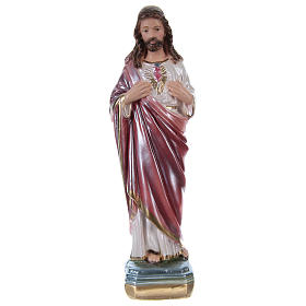 Sacred Heart of Jesus, 20 cm, in plaster with mother of pearl