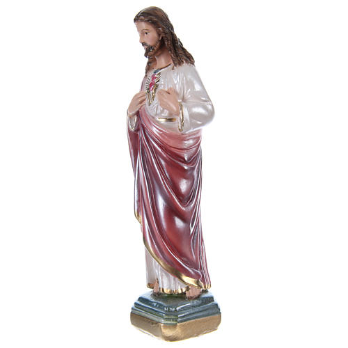 Sacred Heart of Jesus, 20 cm, in plaster with mother of pearl 3