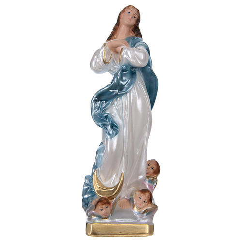 Estatua de yeso nacarado Virgen con ángeles 20 cm 1