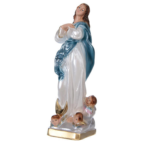 Estatua de yeso nacarado Virgen con ángeles 20 cm 3