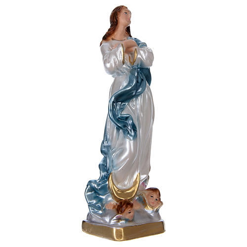 Estatua de yeso nacarado Virgen con ángeles 20 cm 4