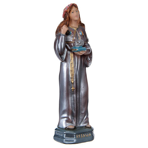 Statue of Saint Rosalia, 20 cm in plaster with mother of pearl 4