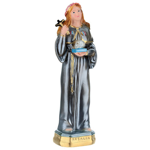 Statue of Saint Rosalia, 20 cm in plaster with mother of pearl 3