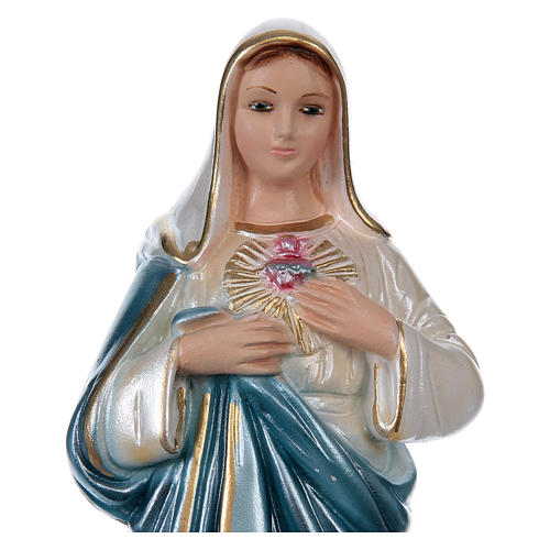 Sacred Heart of Mary 20 cm in mother-of-pearl plaster 2