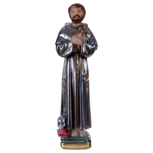 Saint Francis of Assisi 15 cm Statue, in plaster with mother of pearl 1