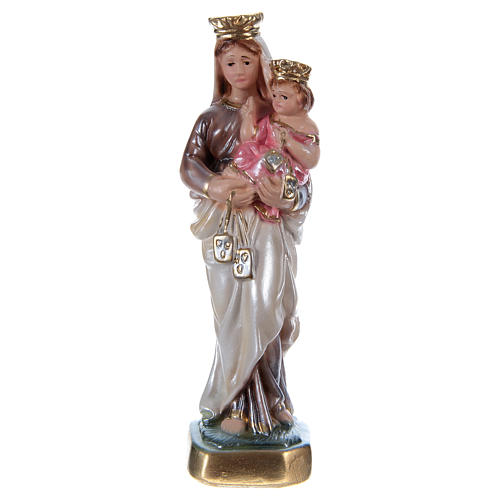 Madonna of Mount Carmel Statue, 15 cm in plaster with mother of pearl 1