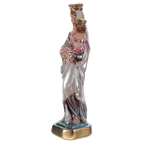 Madonna of Mount Carmel Statue, 15 cm in plaster with mother of pearl 2