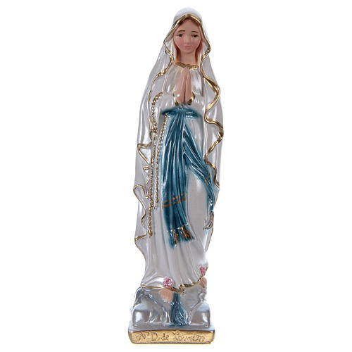 Our Lady of Lourdes 15 cm Statue, in plaster with mother of pearl 1