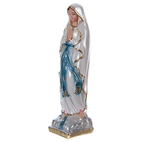 Our Lady of Lourdes 15 cm Statue, in plaster with mother of pearl 2
