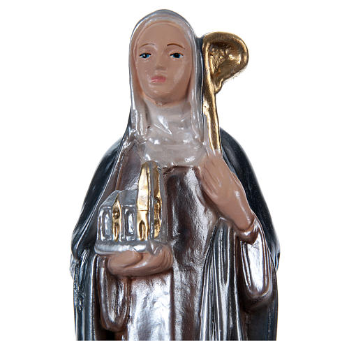 Statue of St Bridget in mother-of-pearl plaster h 20 cm 2