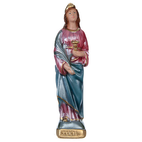 Statue of St Lucia in mother-of-pearl plaster h 20 cm 1