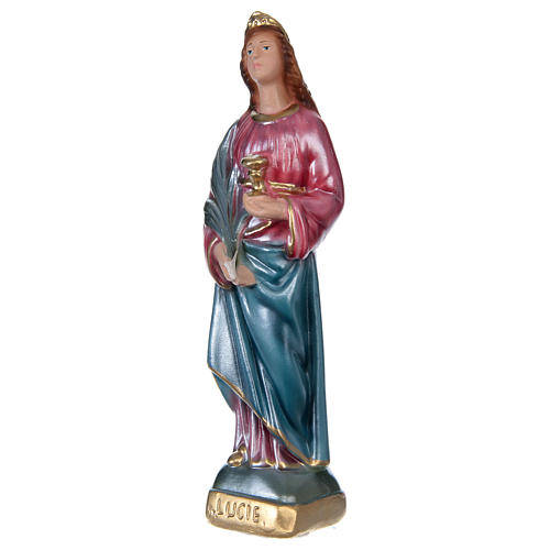 Estatua Santa Lucía yeso nacarado 20 cm 3