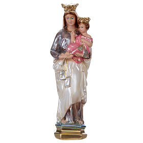 Statue of Our Lady of Mt. Carmel 20 cm, in plaster with mother of pearl effect