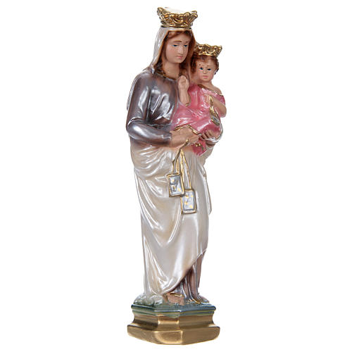 Statue of Our Lady of Mt. Carmel 20 cm, in plaster with mother of pearl effect 4