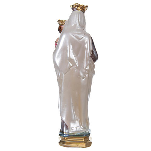Statue of Our Lady of Mt. Carmel 20 cm, in plaster with mother of pearl effect 5