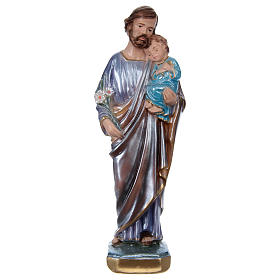 St. Joseph Holding Jesus 20 cm, in plaster with mother of pearl