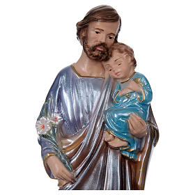 St. Joseph Holding Jesus 20 cm, in plaster with mother of pearl