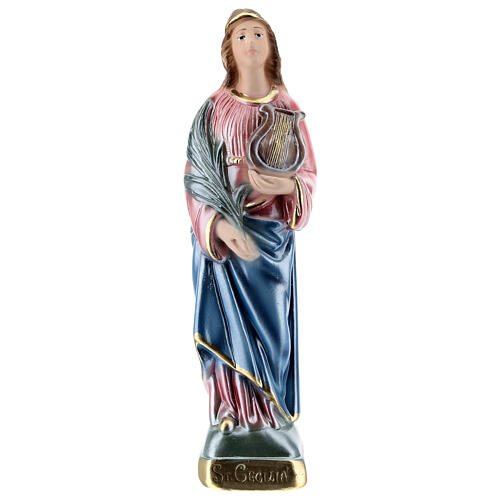 Statue of St Cecilia in mother-of-pearl plaster h 20 cm 1