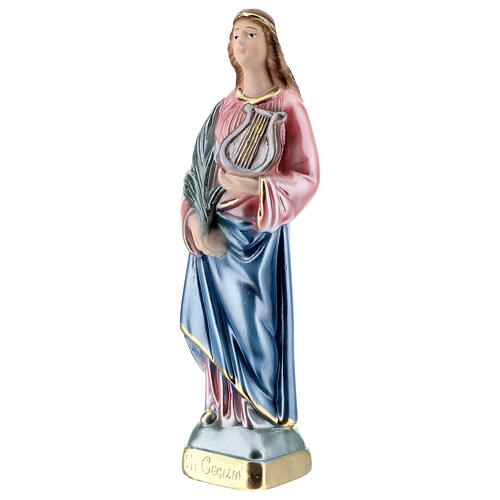 Statue of St Cecilia in mother-of-pearl plaster h 20 cm 2