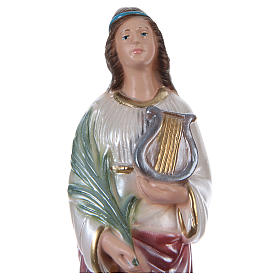 Statues en plâtre: Statue Sainte Cécile 20 cm plâtre nacré