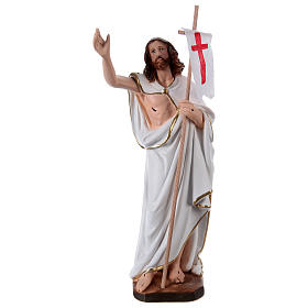 Statua in gesso Gesù risorto con bandiera 40 cm