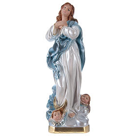 Statua Madonna del Murillo h 30 cm gesso madreperlato