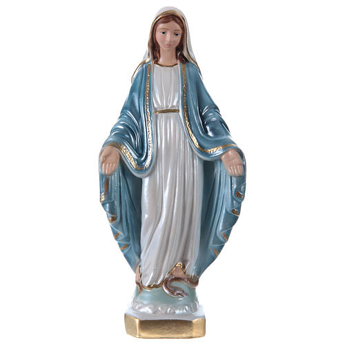 Statue Vierge Miraculeuse 20 cm en plâtre nacré 1