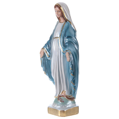 Statue Vierge Miraculeuse 20 cm en plâtre nacré 3