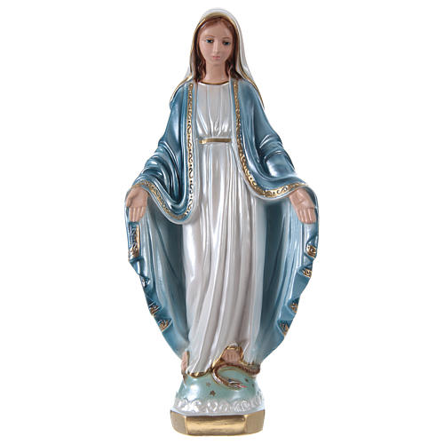 Estatua de yeso nacarado Virgen Milagrosa 35 cm 1
