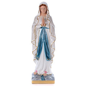 Madonna of Lourdes 80 cm, in plaster with mother of pearl